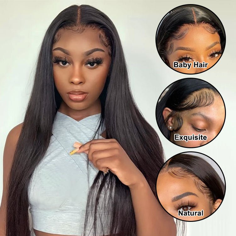 Glueless 4×4 Lace Closure Silk Straight Human Hair Peruvian Hair Wig - Superlovehair